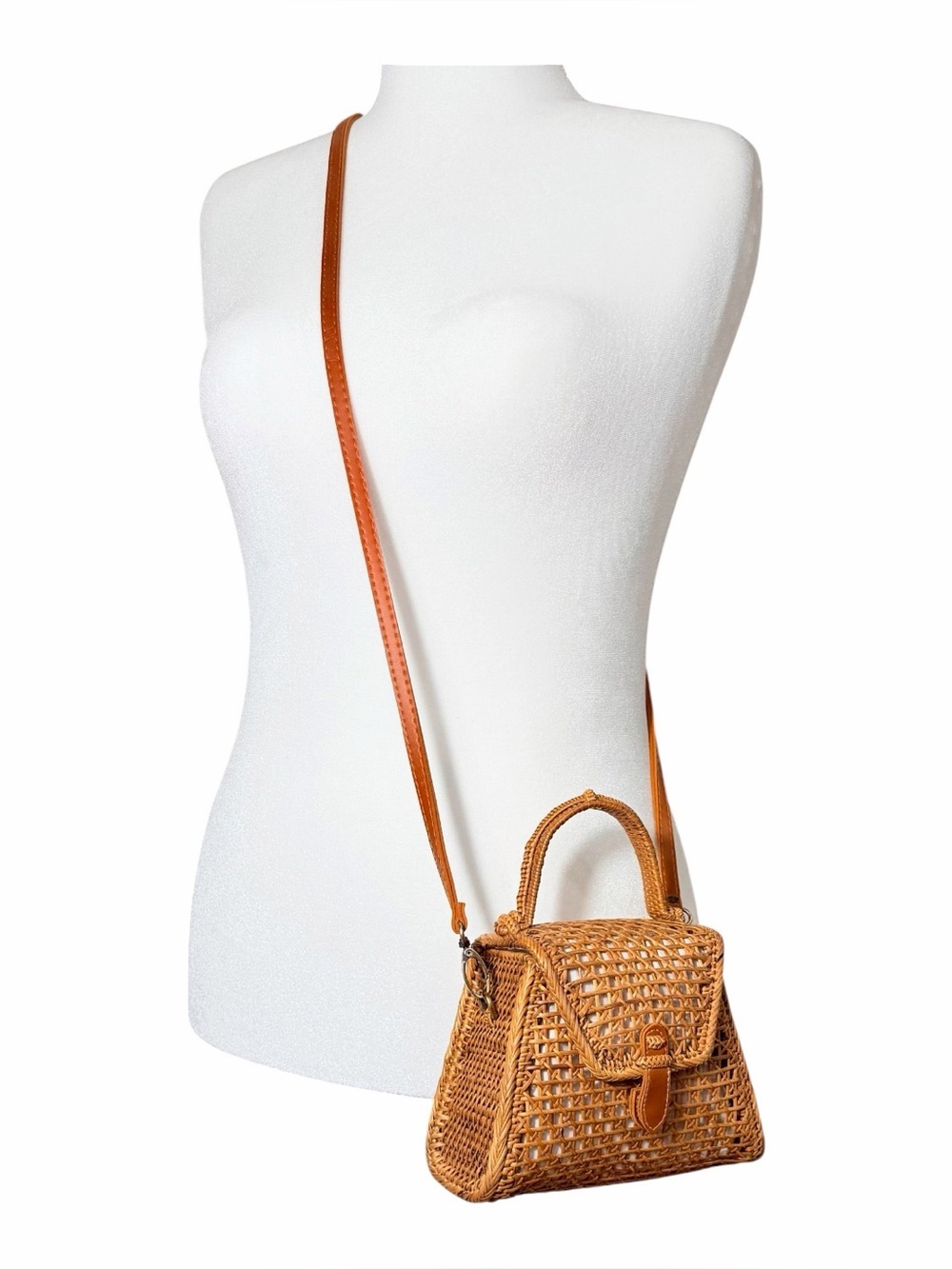 Mini Woven Straw Crossbody Bag in Tan NWOT Anthropologie